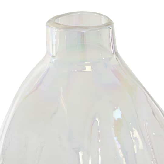 16" White Contemporary Glass Vase